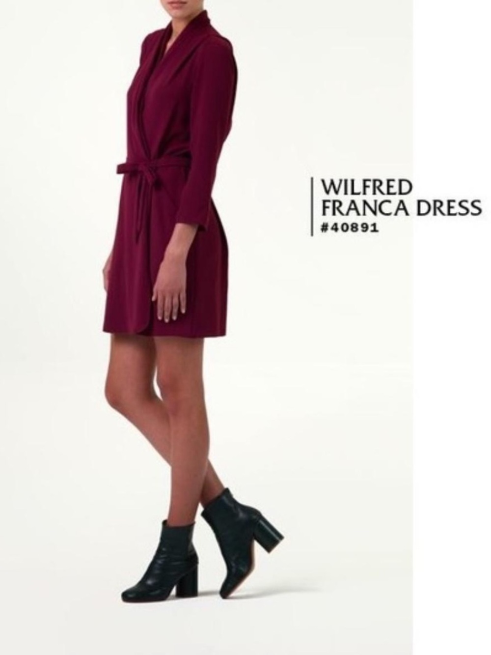 Aritzia Wilfred Franca wrap tie Dress in Burgundy